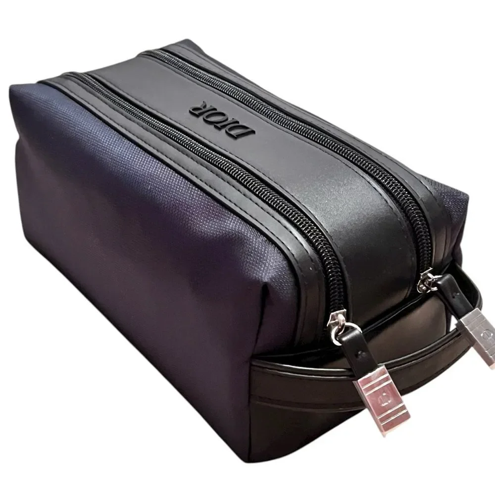 Dior GWP Men Black Blue Double Zipper Travel Pouch - Picture 4 of 8